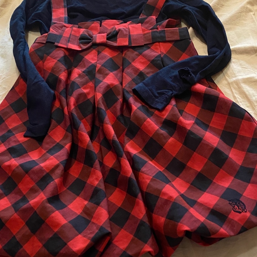 Deux Par Deux Girl Dress & Top Red and Black Check 2 Piece Set size 5 - Picture 4 of 7